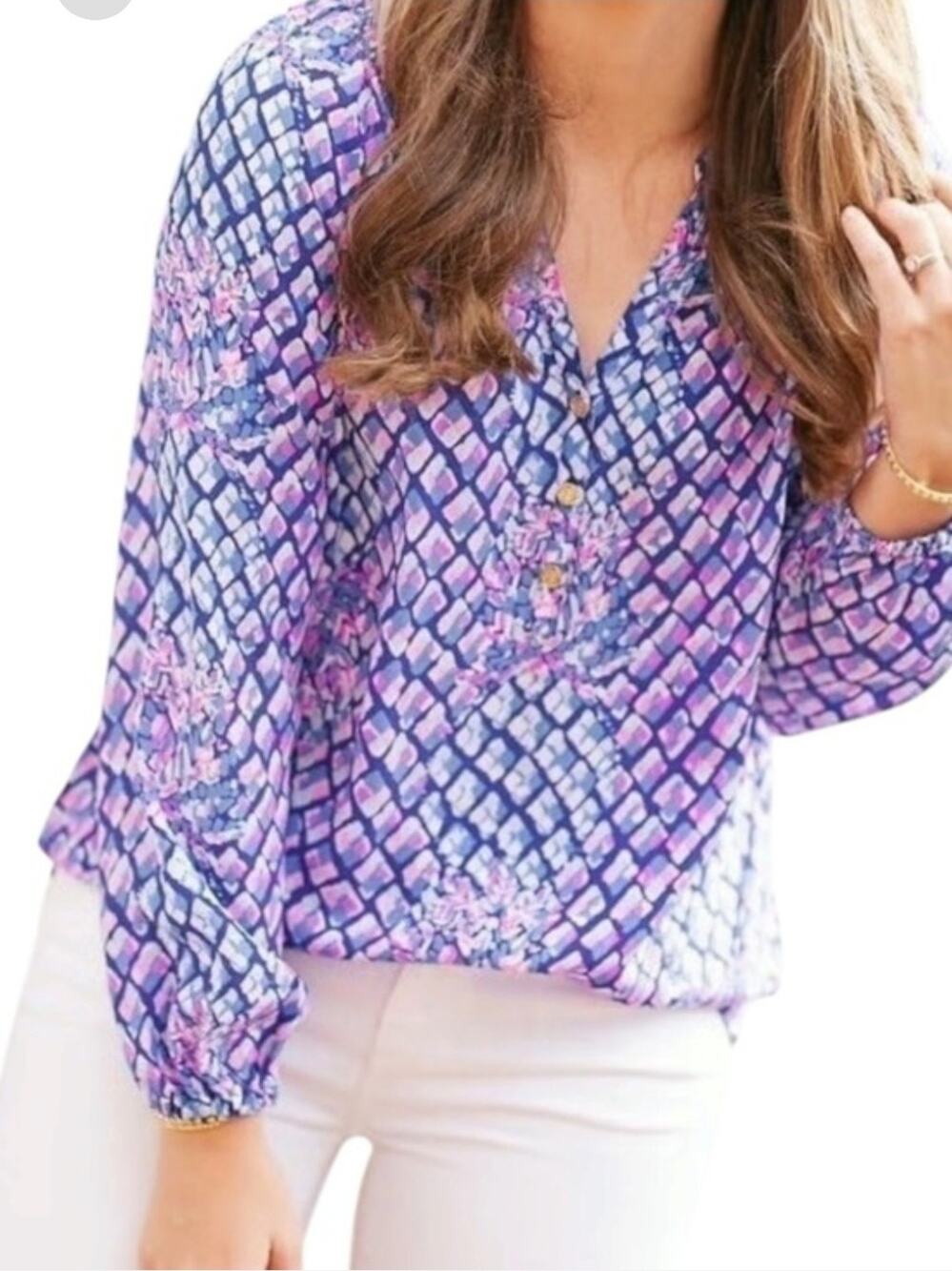 Lilly Pulitzer Elsa Silk Top, Mandevilla Baby Always Worth It Size Medium Resort